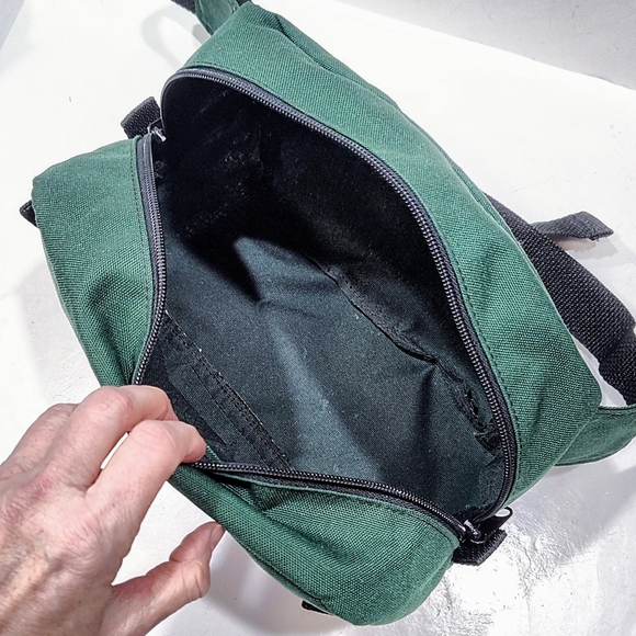Vintage Fanny Waist Pack Crossbody Bag Green Cordura Moose Bear Tapestry Med Lrg - Picture 6 of 11